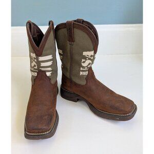 Durango Kids Rebel USA Western Cowboy Boot Army Green Size 4M Women's 6
